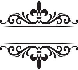 Elegant black decorative frame with fleur de lis and swirls border