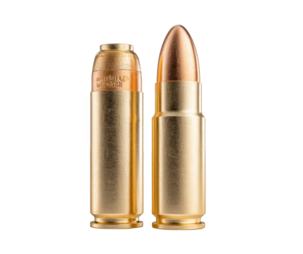 Two metallic cartridges, one larger than the other