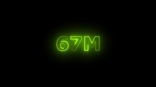 Neon 67M Animated Text.Glowing Neon 67M Countdown Animation .Bright Motion Typography for Timers, Events, and Digital Media Project