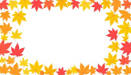 赤や黄色の紅葉で彩られた秋のフレーム