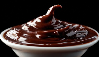 Close-up of dark chocolate spread in a bowl