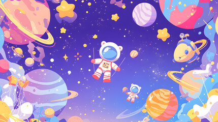 flat vector comic style background space playground