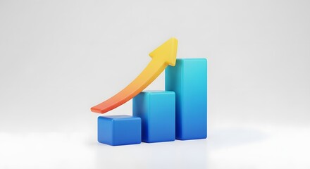 Colorful Bar Chart with Upward Arrow Representing Growth and Progress