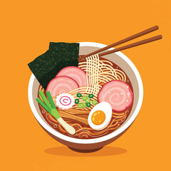 A bowl of delicious ramen with chashu pork, egg, seaweed, and scallions.