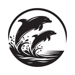 Dolphin vector silhouette  outline logo design concept illustration
