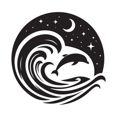 Dolphin vector silhouette  outline logo design concept illustration