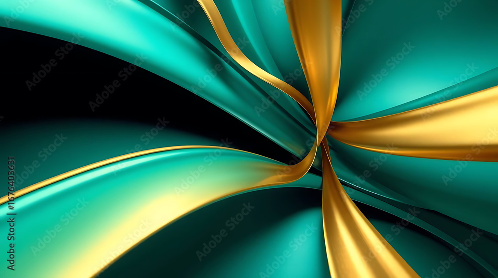 Aufkleber abstract background with a swirling design featuring a blend of teal and gold colors, creating a lux