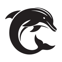 Dolphin vector silhouette  outline logo design concept illustration