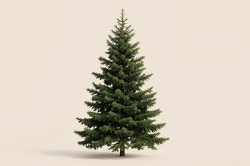 Fototapeta premium Isolated evergreen tree, studio shot, neutral background, holiday design