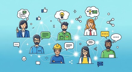 Diverse Professionals Connected in a Digital Network Sharing Ideas Messages and Collaboration.