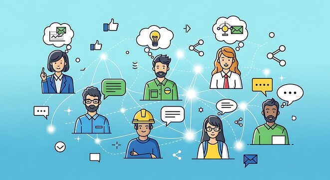 Diverse Professionals Connected in a Digital Network Sharing Ideas Messages and Collaboration. - Powered by Adobe