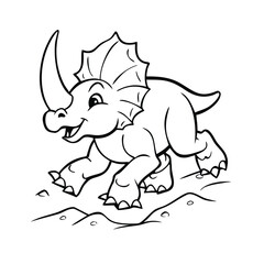 Action Triceratops Dinosaur Coloring Page. Dynamic Stomping Cartoon Dino for Kids