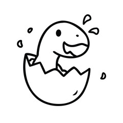 Cute Baby Dinosaur Hatching Coloring Page. Epic Cartoon Dino Egg Scene for Kids