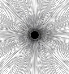 Abstract radial lines converging on a central black circle