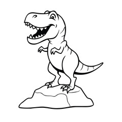 Epic T-Rex Dinosaur Coloring Page. Cartoon Dino with Bold Outline for Kids