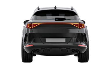 Rear view of a dark gray SUV