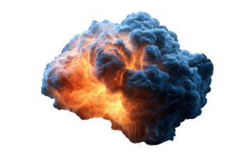 Exploding cloud of fire and smoke