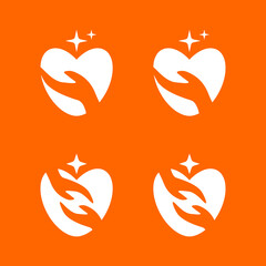 hand and heart logo, charity logo, health logo, yoga, therapy, vector, symbol, icon, illustration help, care, charity, people, family, sign, human, health, abstract, isolated, community