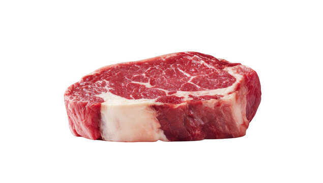 Raw steak slice against black background