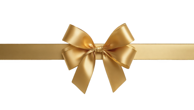 Golden bow on ribbon