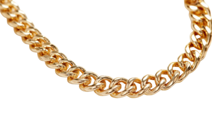 Close-up of a gold chain necklace