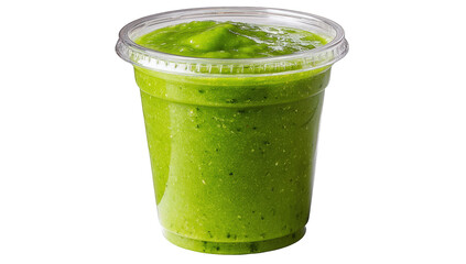 Green smoothie in clear plastic cup