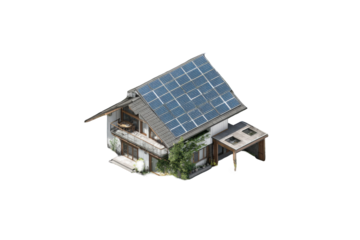 Isometric house with solar panels