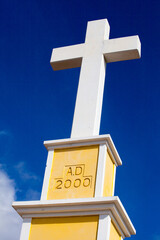 White stone cross with AD 2000 inscription