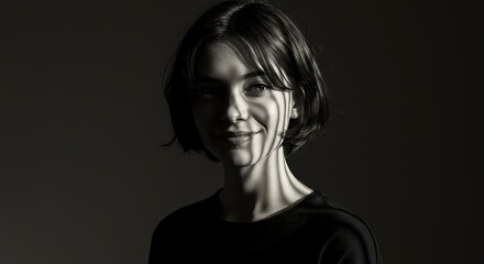 Obraz premium Artistic Portrait of Woman with Shadow Lines on Face