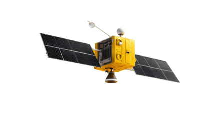 Yellow satellite in space
