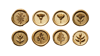 Golden embossed floral seals