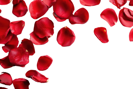 Red rose petals cascading against a black background (1)