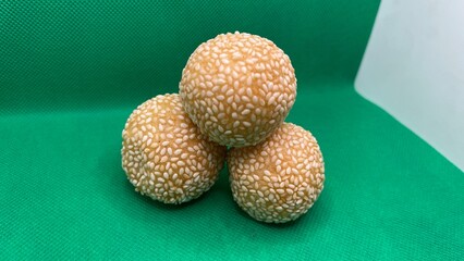 Three Traditional Fried Onde-Onde Cakes
