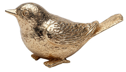 A small, detailed bronze-like bird figurine