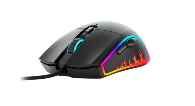 Modern gaming mouse with rgb lighting on a black background