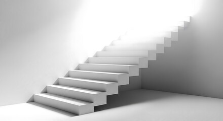 White Minimalist Staircase with Soft Light and a Clean, Abstract Design.
