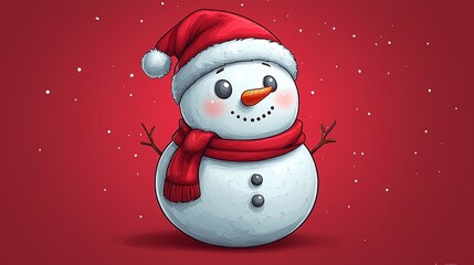 Cute Cartoon Snowman with Red Scarf (Kids' Holiday Decor)