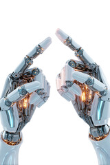Two robotic hands pointing upwards