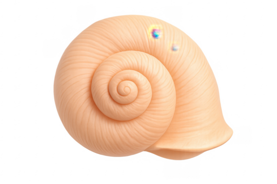 Peach seashell isolated on transparent background exhibiting spiral pattern - Powered by Adobe