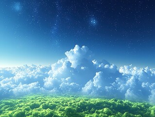Obraz premium Dreamy Cloud Sea & Starry Sky Background (Meditation & Landscape Wallpaper)