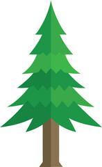 Vector art of a simple green pine tree with a brown trunk