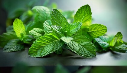 fresh mint leaves vibrant green and aromatic perfect for culinary uses and garnishing dishes their refreshing scent adds delightful touch to