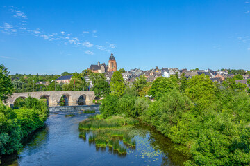 Fototapeta premium old Lahn bridge and view to Wetzlar dom