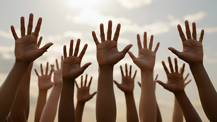 Diverse Hands Reaching in Unity &ndash; 4K Social Issues Background
