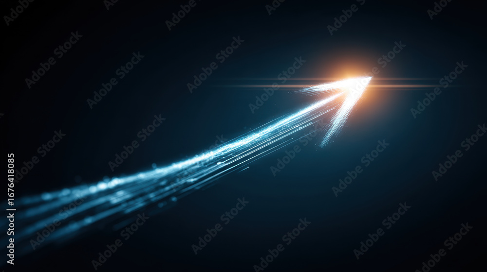 Aufkleber dynamic arrow symbolizing progress and direction, illuminated by bright light, creating sense of mov