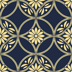 Luxury floral mandala inspired tile art, seamless golden ornamental geometry, abstract symmetry with decorative curves, ideal for fashion fabric prints, wallpaper, branding, packaging, and luxury inte