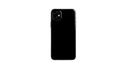 Sleek black smartphone back view with camera module on dark background