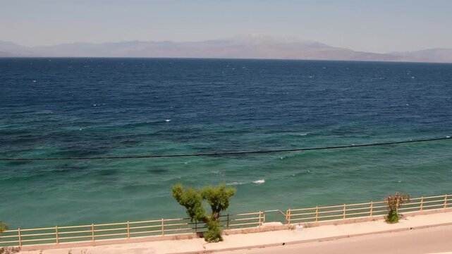 greek coast landscape in gulf of corinth greece