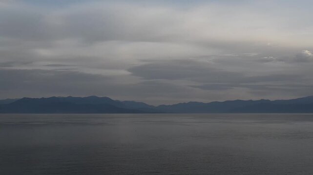time lapse cloudy seascape in greece
