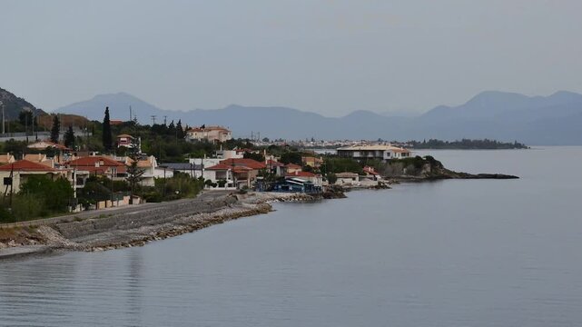 time lapse landscape of coastal village in greece